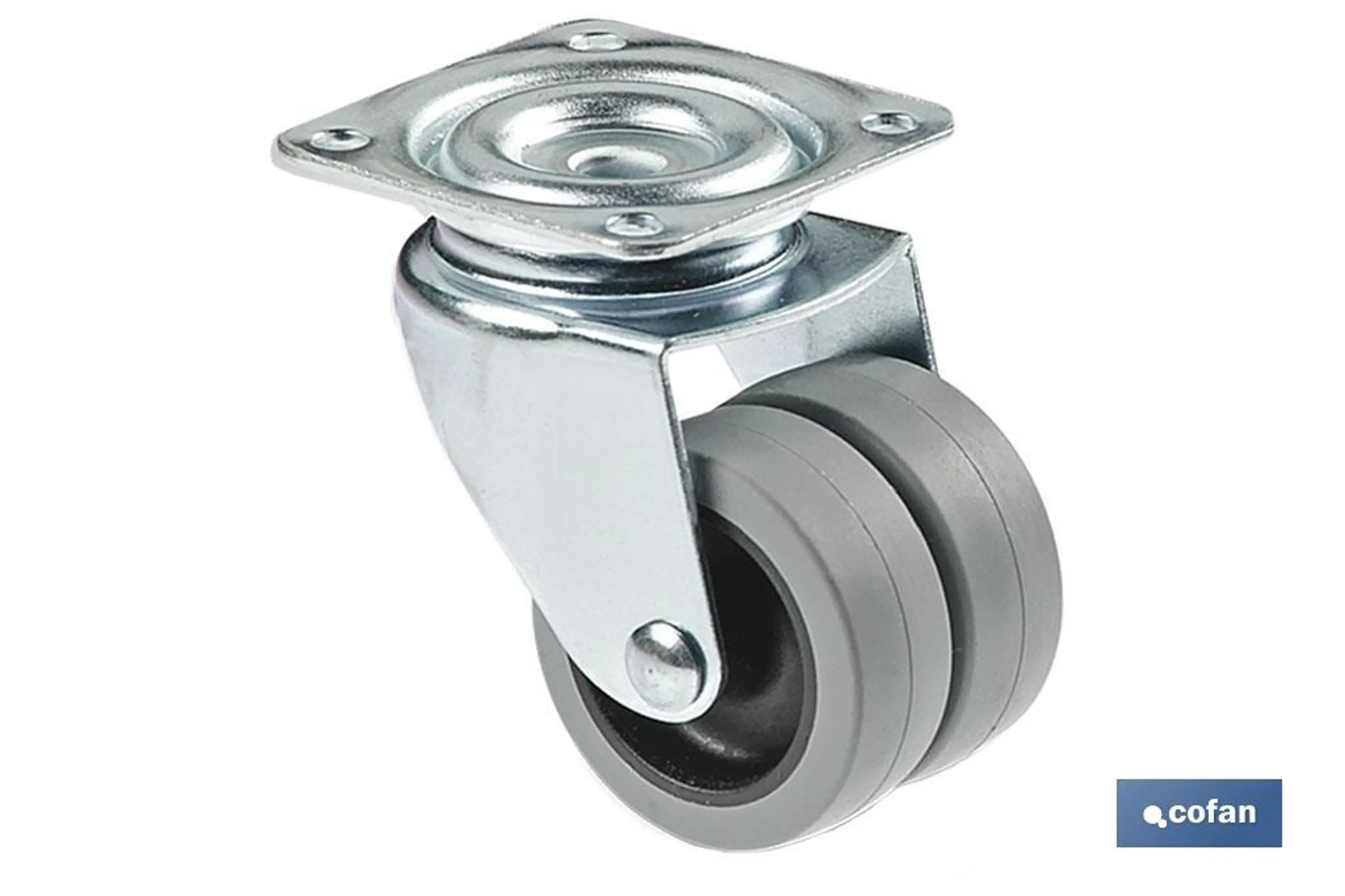 RUEDA DOBLE POLIP. PLACA Ø50