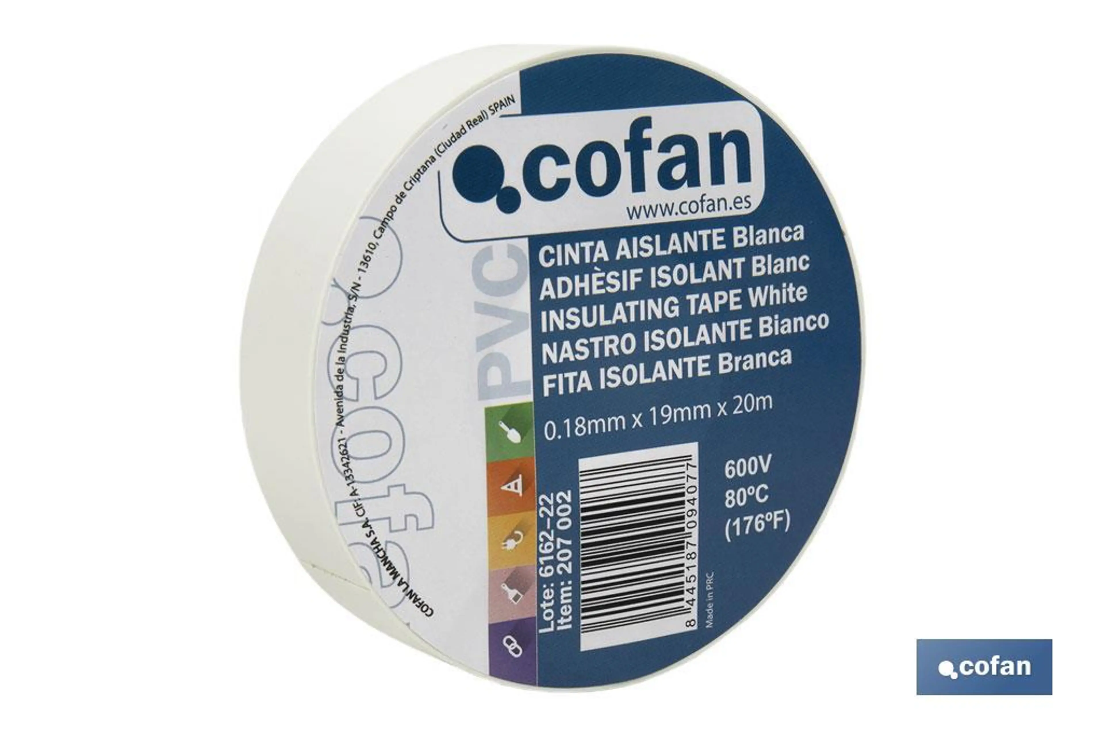 CINTA AISLANTE BLANCA 19MM 20M