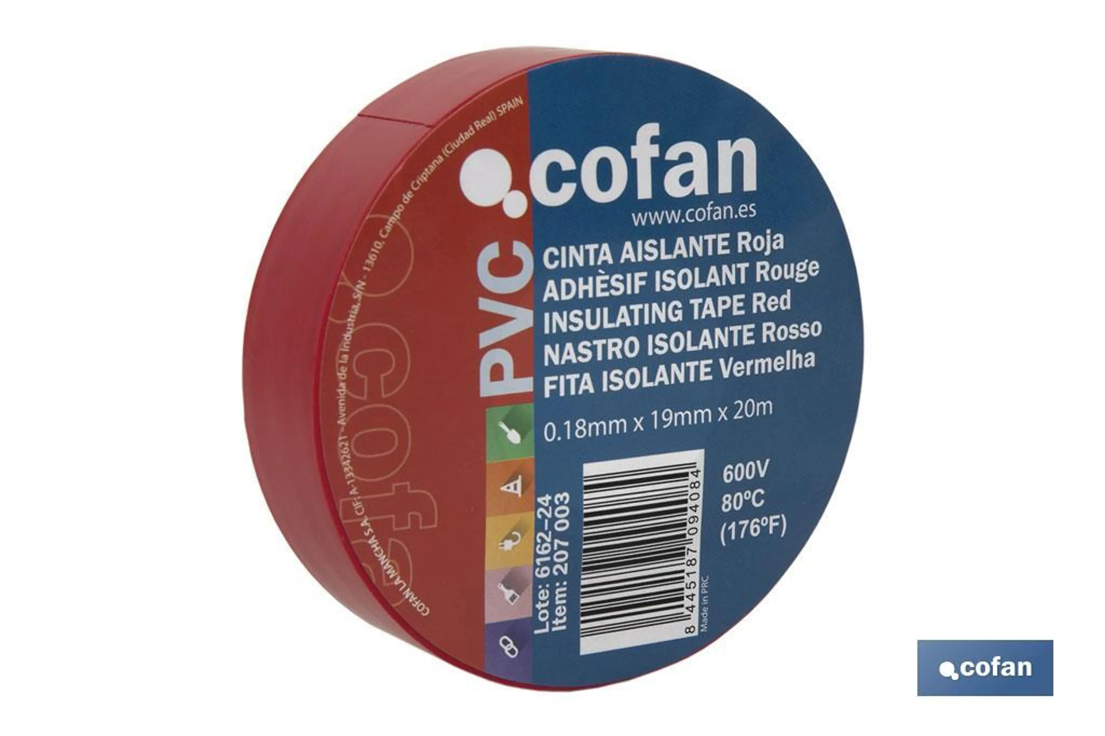 CINTA AISLANTE ROJA 19MM 20M