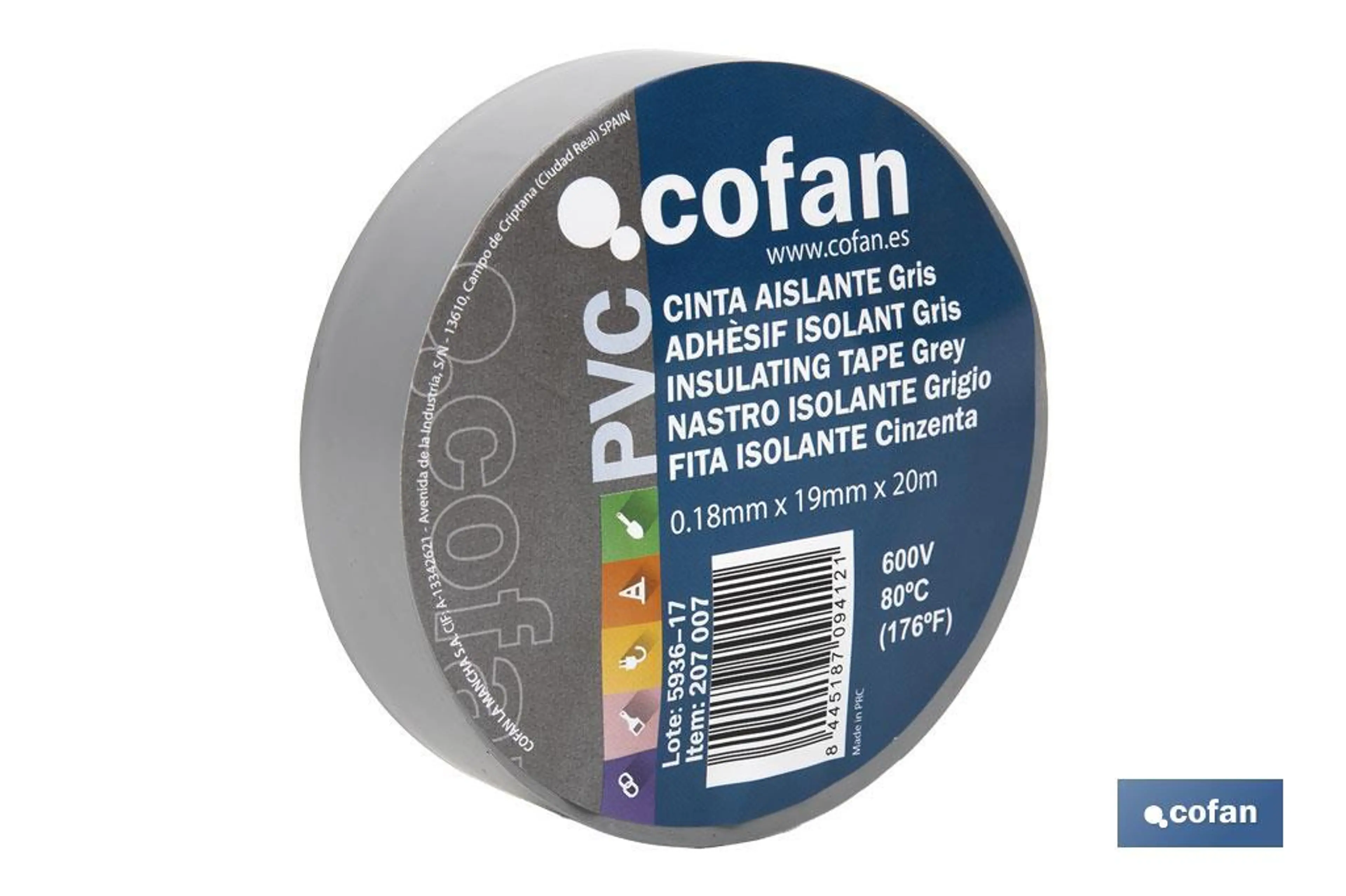 CINTA AISLANTE GRIS 19MM 20M
