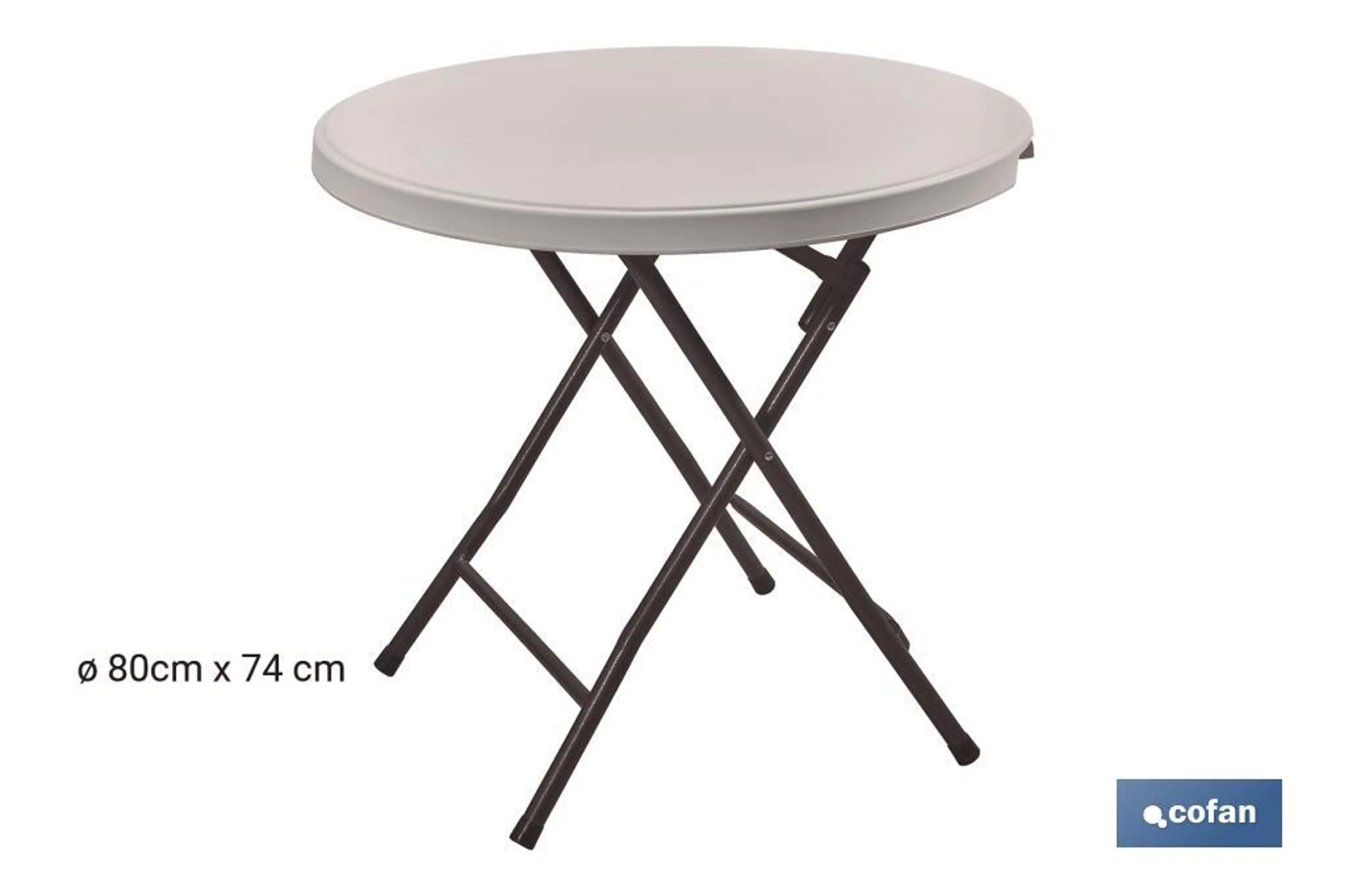 MESA REDONDA PLEGABLE BLANCA 80X80X