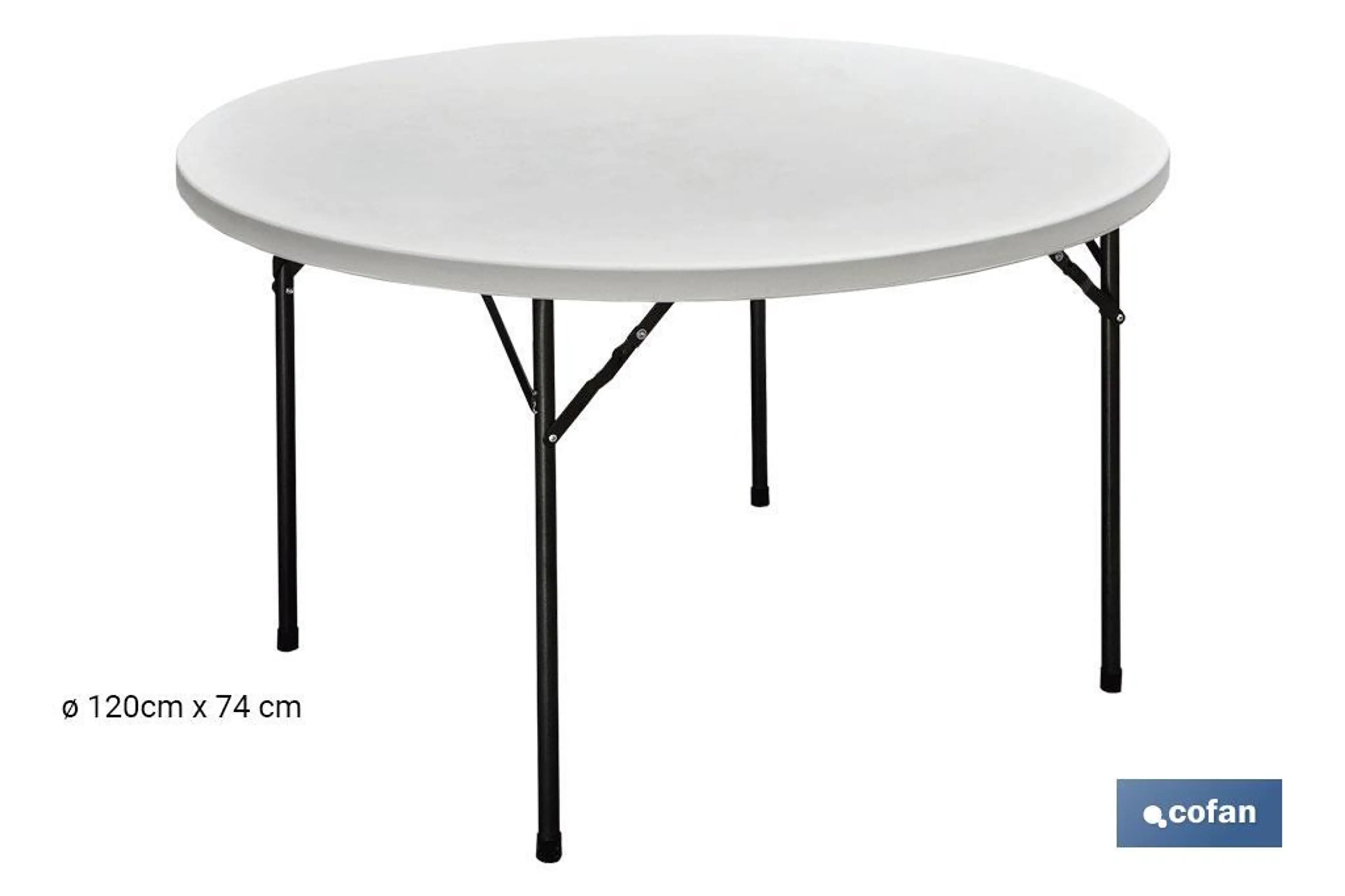 MESA REDONDA PLEGABLE BLANCA 120X74