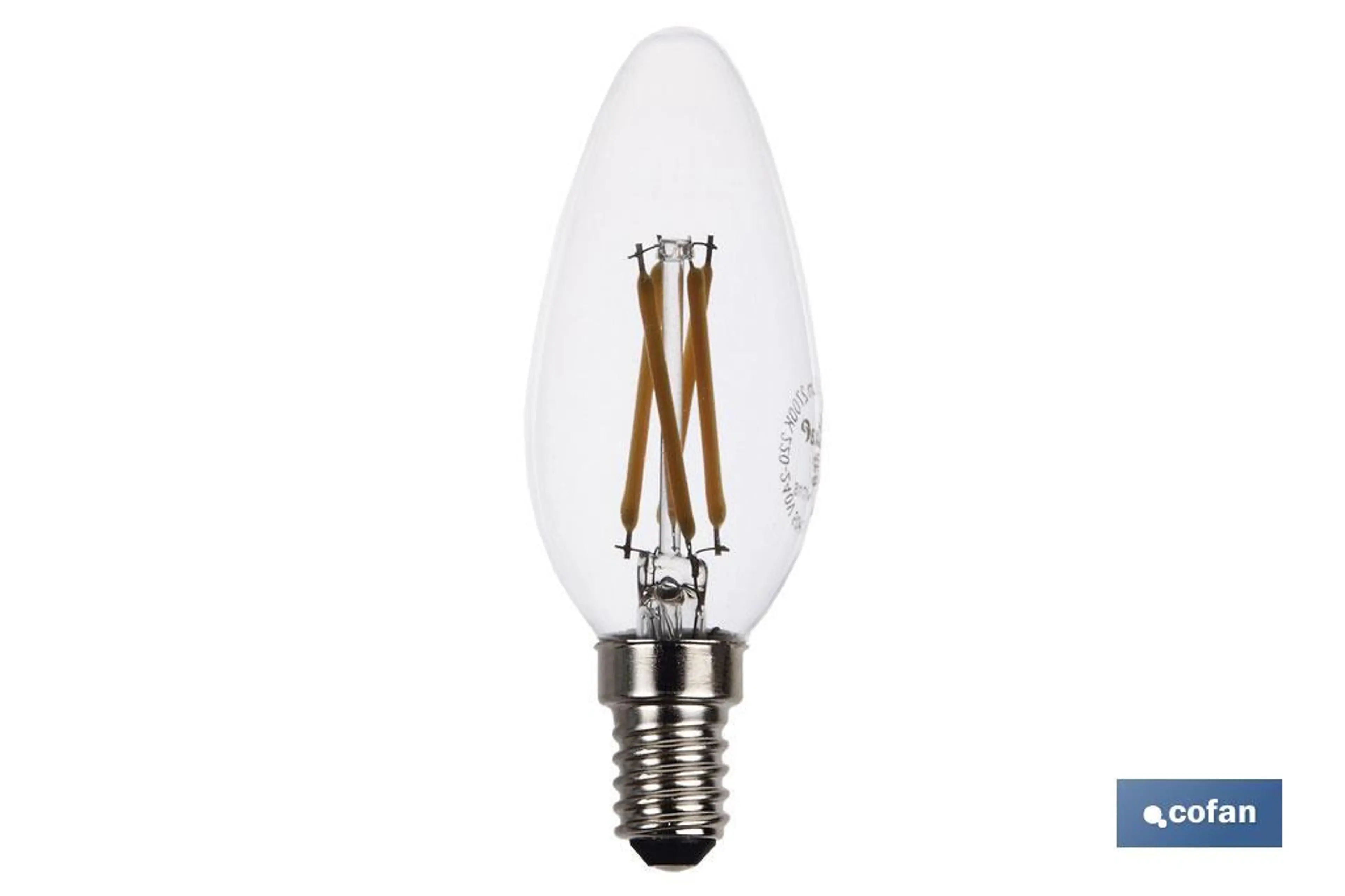 BOMBILLA LED VELA FILAMENTO E14 4W 