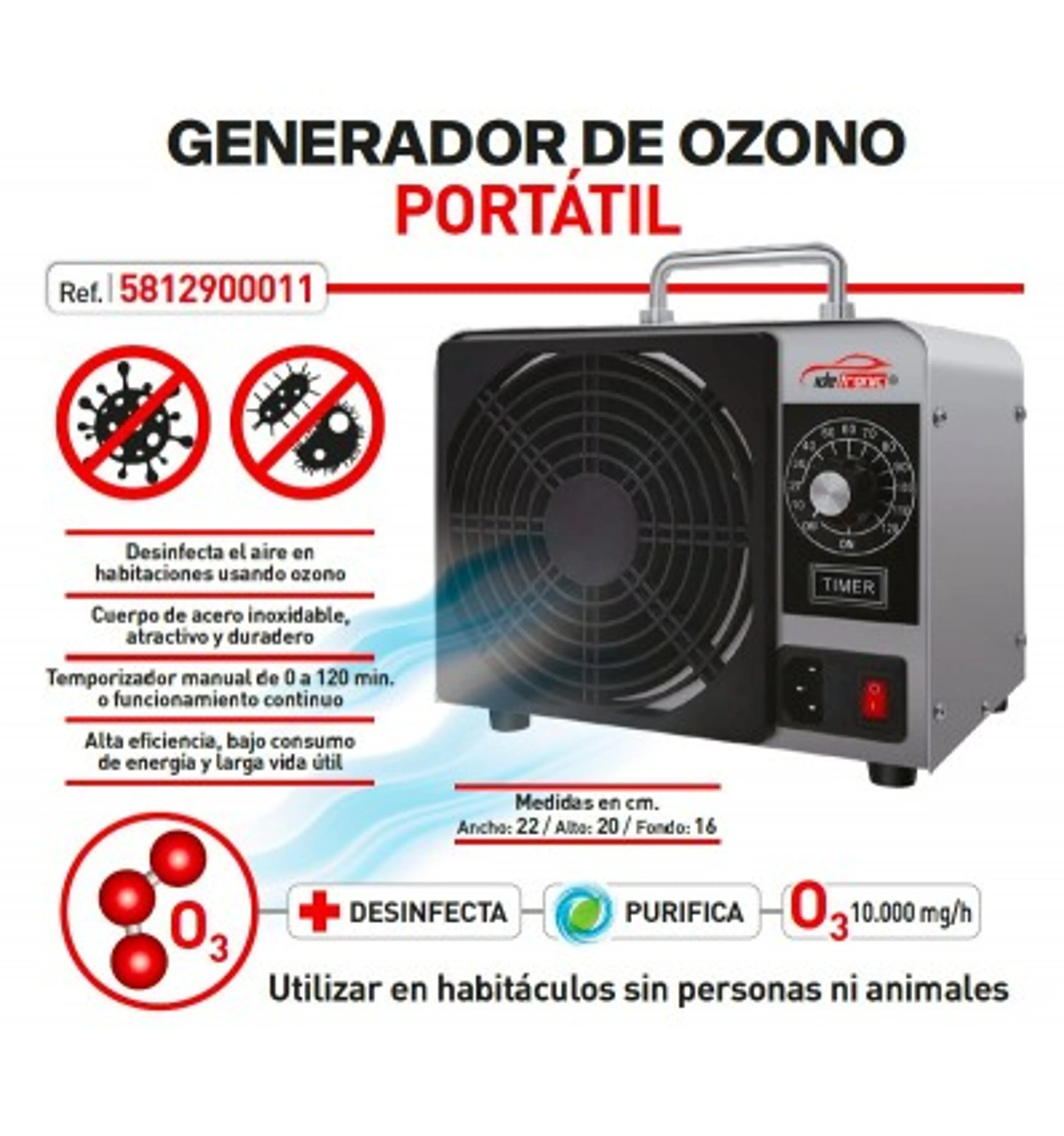 GENERADOR DE OZONO PORTATIL