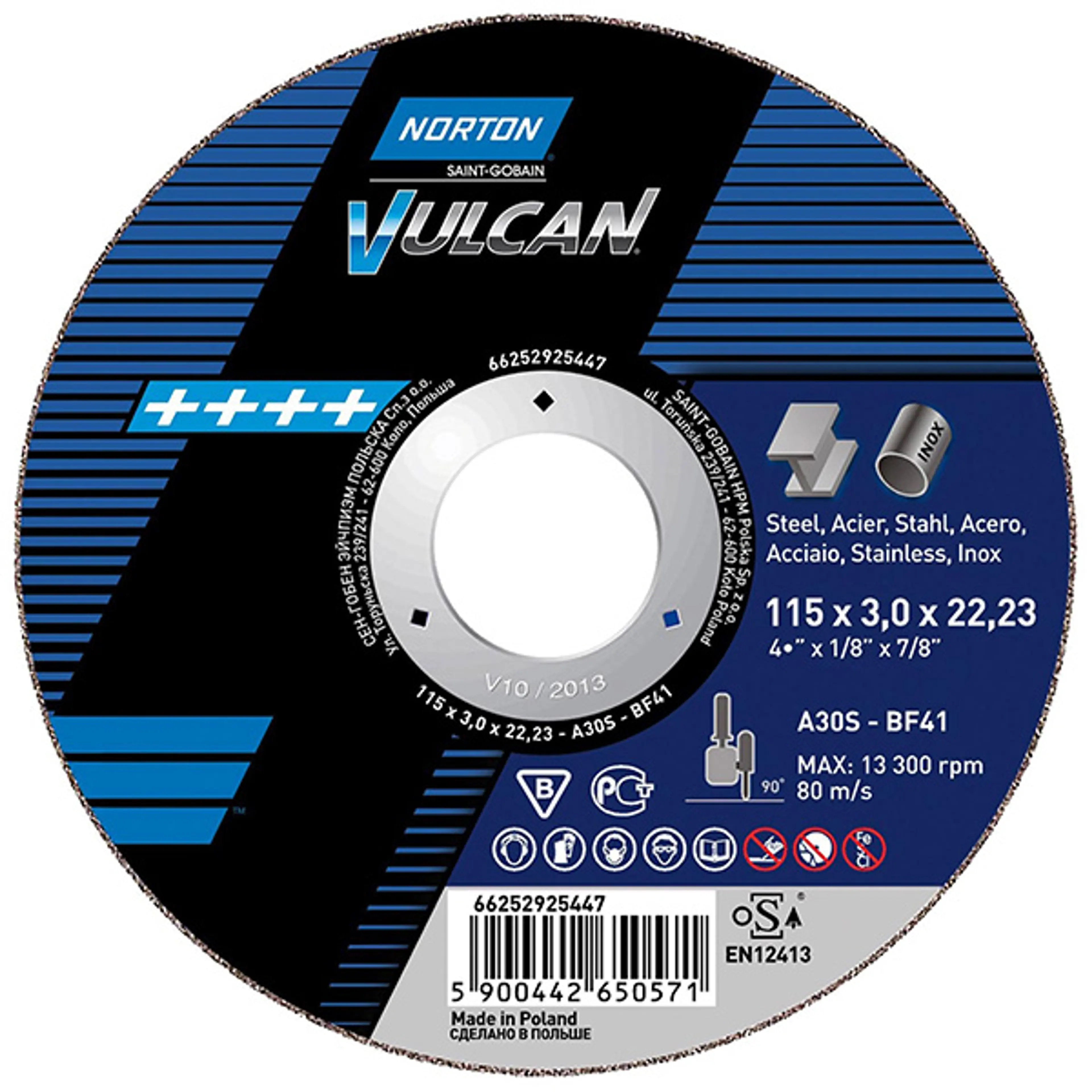 DISCO VULCAN METAL INOX 115X6.4X22